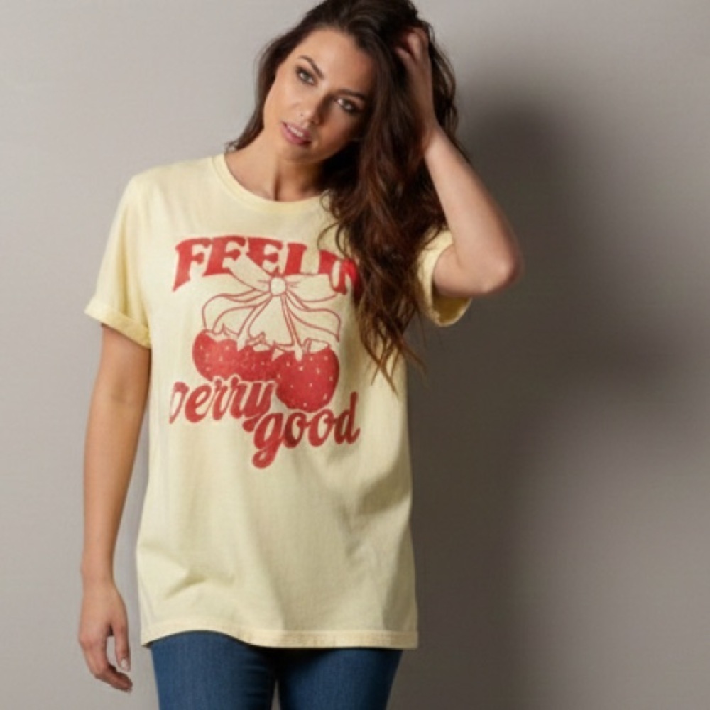 Comfort Colors Yellow Tee with Red Berry Design